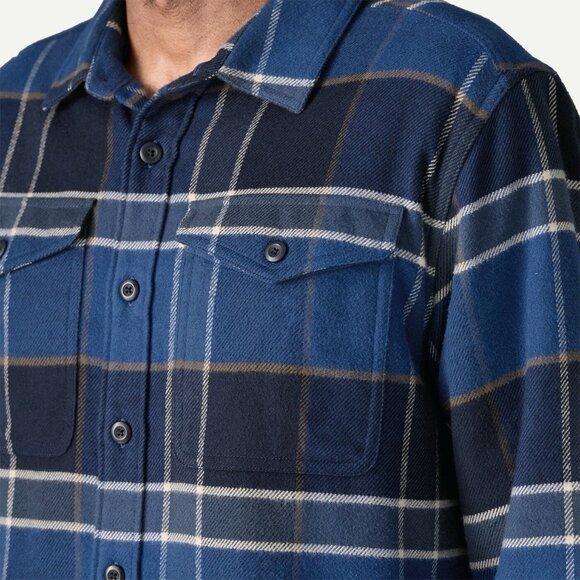 Patagonia Fjord Flannel Button Shirt Mens Organic Cotton XL Blue Plaid Winter - Picture 8 of 13